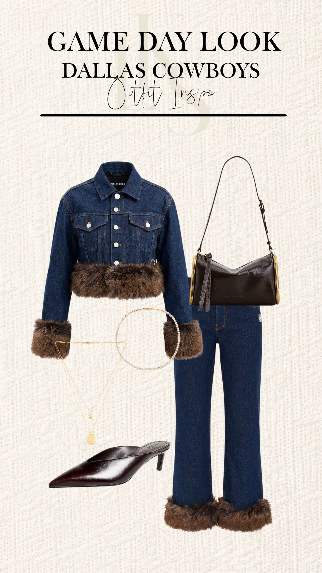 A little denim, a little faux fur, and a lot of game-day style 🤎💙 Tap to shop this chic Dallas Cowboys look for a polished take on football fashion! 

 