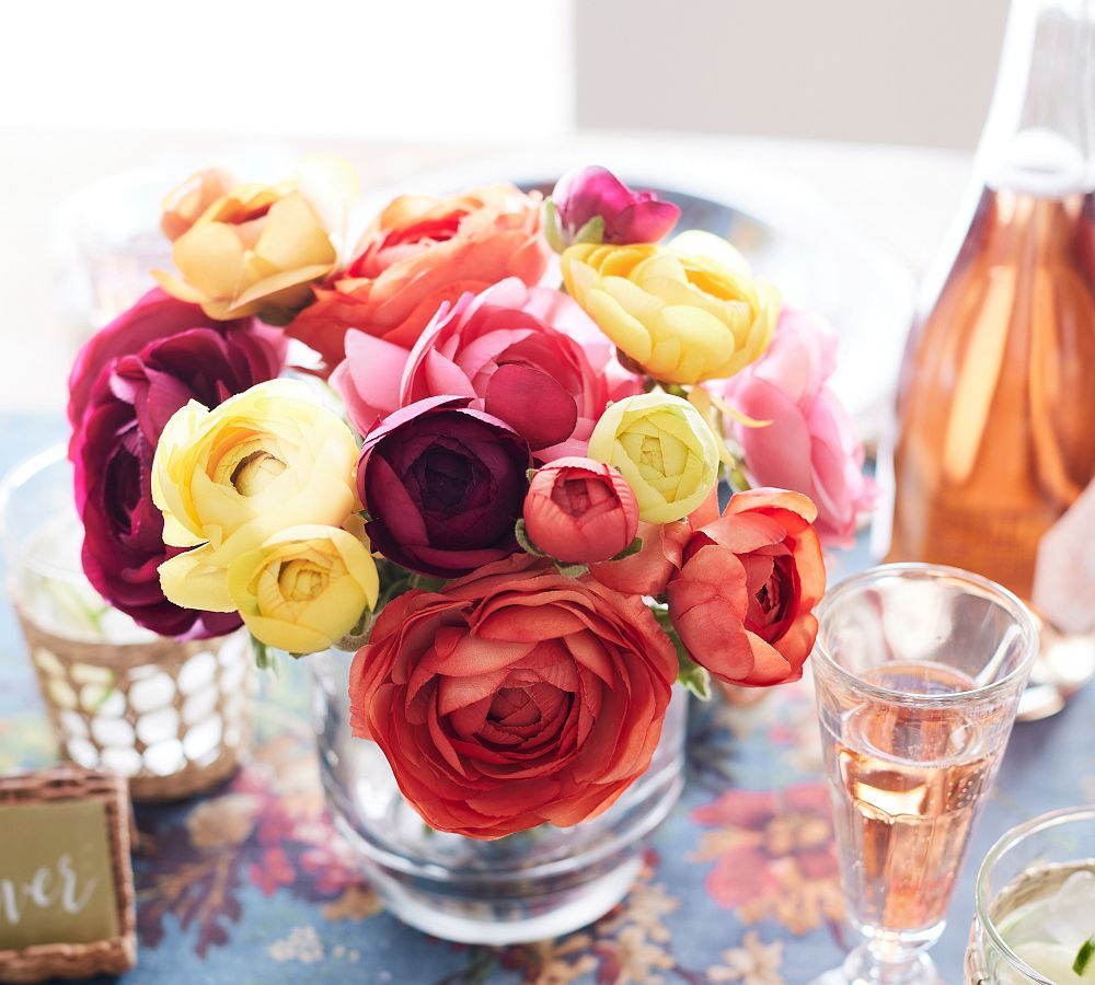 Faux Vibrant Spring Ranunculus Bundle | Pottery Barn (US)