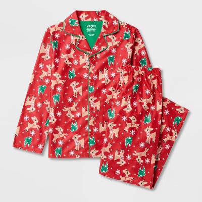 Kids' 2pc Rudolph the Red-Nosed Reindeer Christmas Coat Pajama Set - Red | Target
