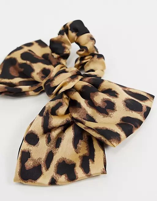 My Accessories London hair tie scrunchie with bow in leopard print | ASOS | ASOS (Global)