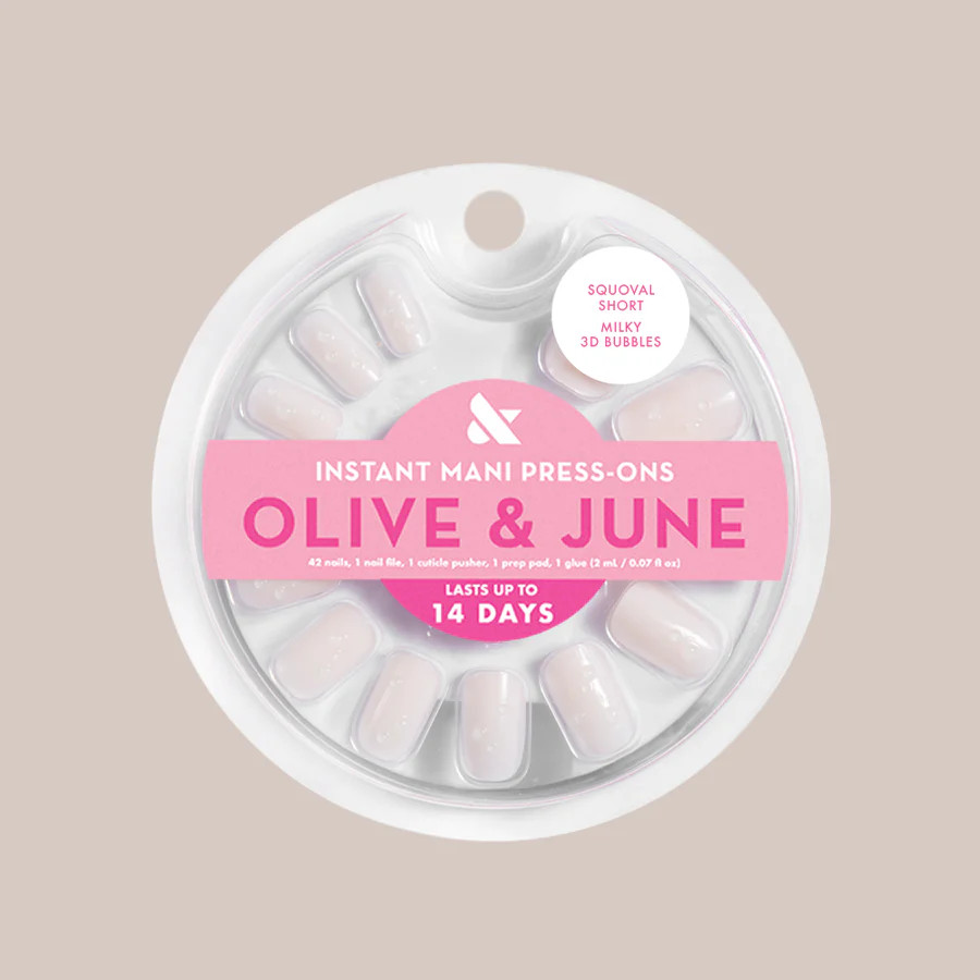 Milky 3D Bubbles - Press-On | Short | Squoval | Olive & June
