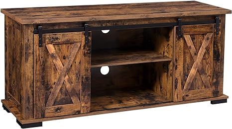 VASAGLE TV Cabinet with Sliding Barn Doors, TV Stand for 60-Inch TVs, Rustic Entertainment Center... | Amazon (US)