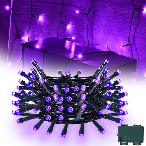 cshare Purple String Lights Battry Operated with Timer Waterproof, Halloween String Lights for Outside 16.4ft 50LED Indoor Outdoor Halloween Decorations Garland Party Patio Garden Yard Pathway | Amazon (US)