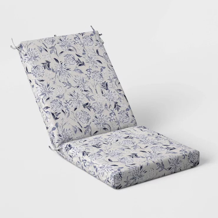 DuraSeason Fabric™ Chair Cushion Floral Shallow Blue - Threshold™ | Target
