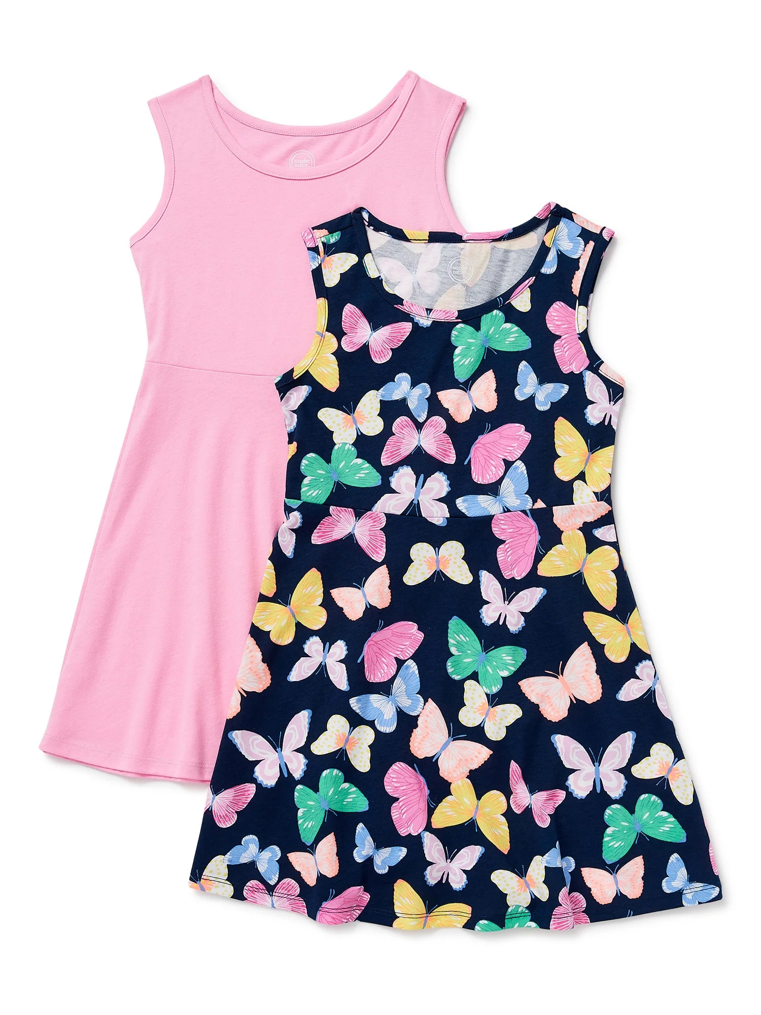 Wonder Nation Girls' Sleeveless Play Dress, 2-Pack, Sizes 4-18 & Plus - Walmart.com | Walmart (US)