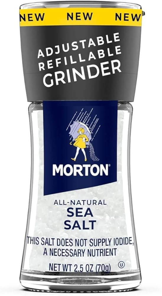 Morton All Natural Sea Salt Grinder, Adjustable & Refillable, 2.5 Ounce (Pack of 1) | Amazon (US)