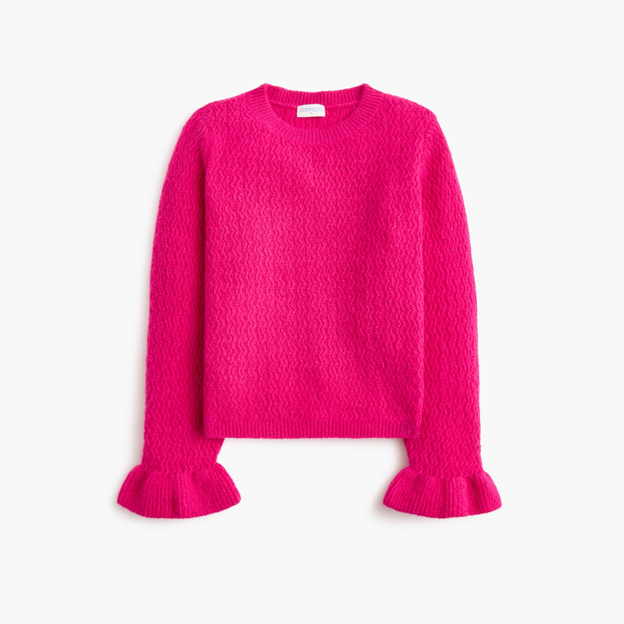 Girls' cotton soft ruffle-cuff crewneck sweater | J.Crew Factory