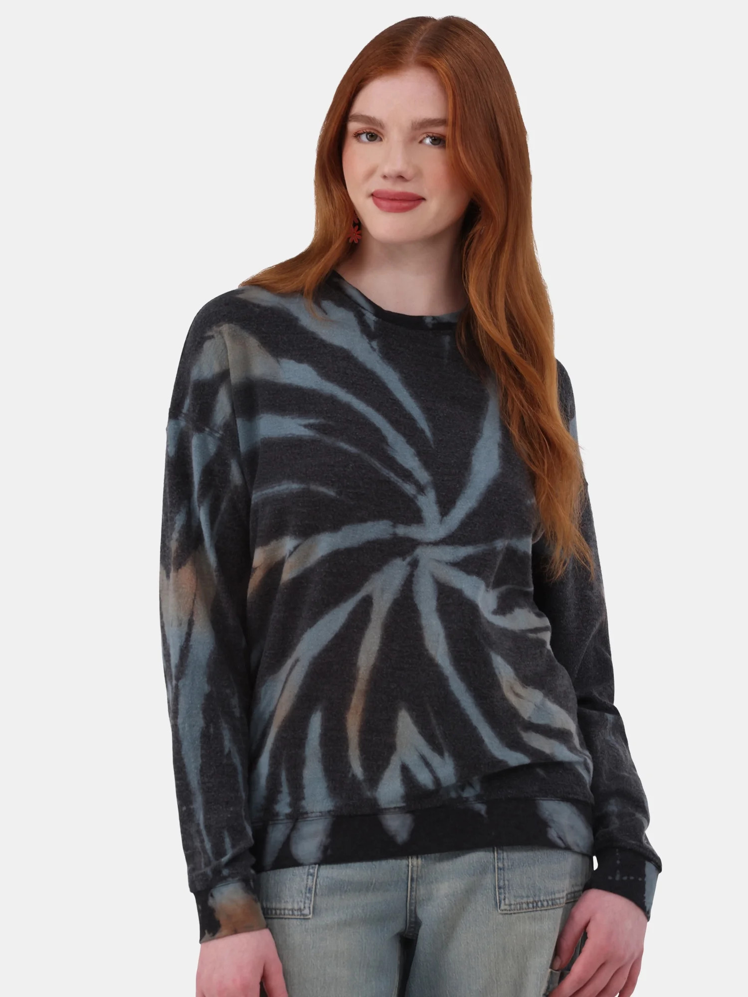 No Boundaries Crew Neck Printed Sweatshirt with Long-Sleeves, Girls | Walmart (US)