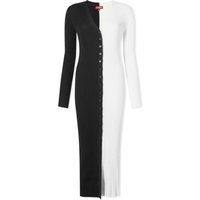 STAUD Shoko Long Contrast Cardigan Dress Black/White | End Clothing (US & RoW)