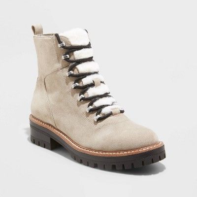 Women&#39;s Leighton Sherpa Tongue Hiking Boots - A New Day&#8482; Taupe 6.5 | Target