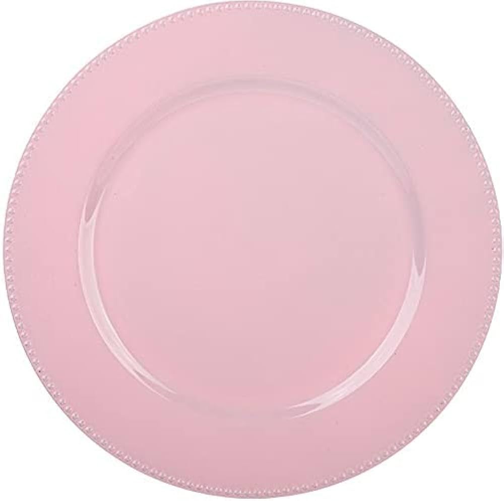 Palais Dinnerware 'Plaque De Charge' Collection - 13" Elegent Charger Plate (4, Pink with Bead Fi... | Amazon (US)