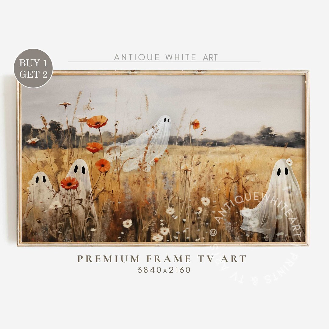 Halloween Samsung Frame TV Art Wildflower Field TV Ghost - Etsy | Etsy (US)
