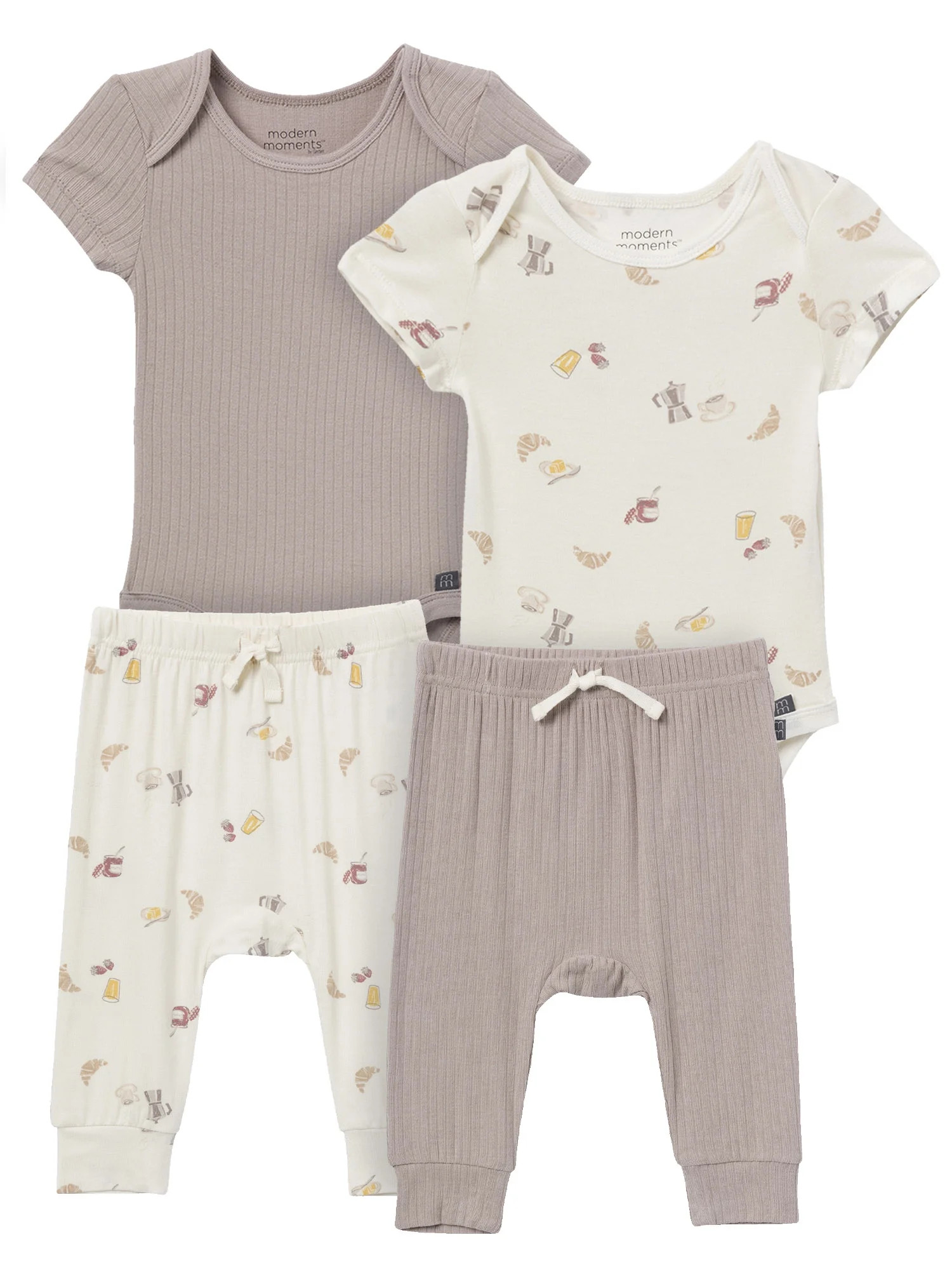 Modern Moments by Gerber Baby Neutral Super Soft 4-Piece Bodysuits and Pants Gift Set, Newborn - ... | Walmart (US)