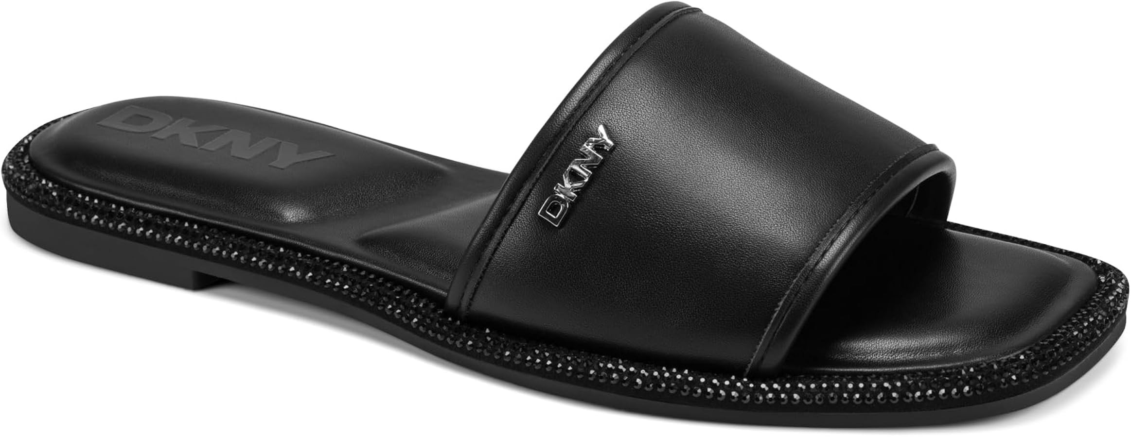 DKNY Women's Badin Studded Flat Sandal With Logo | Amazon (US)