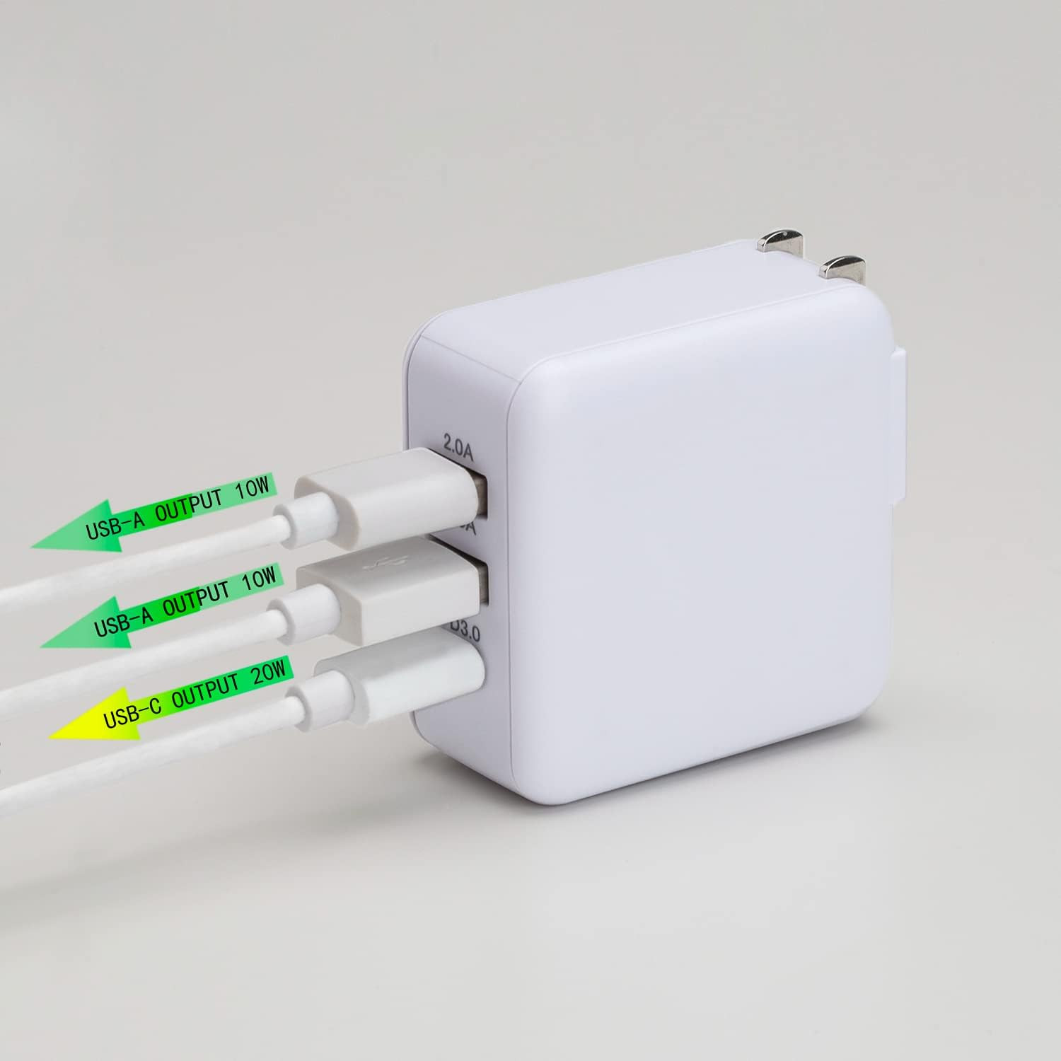 USB C Charger, 40W 3-Port Foldable Fast Charger PD Power Multiport Adapter Block for iPad, iPhone... | Amazon (US)