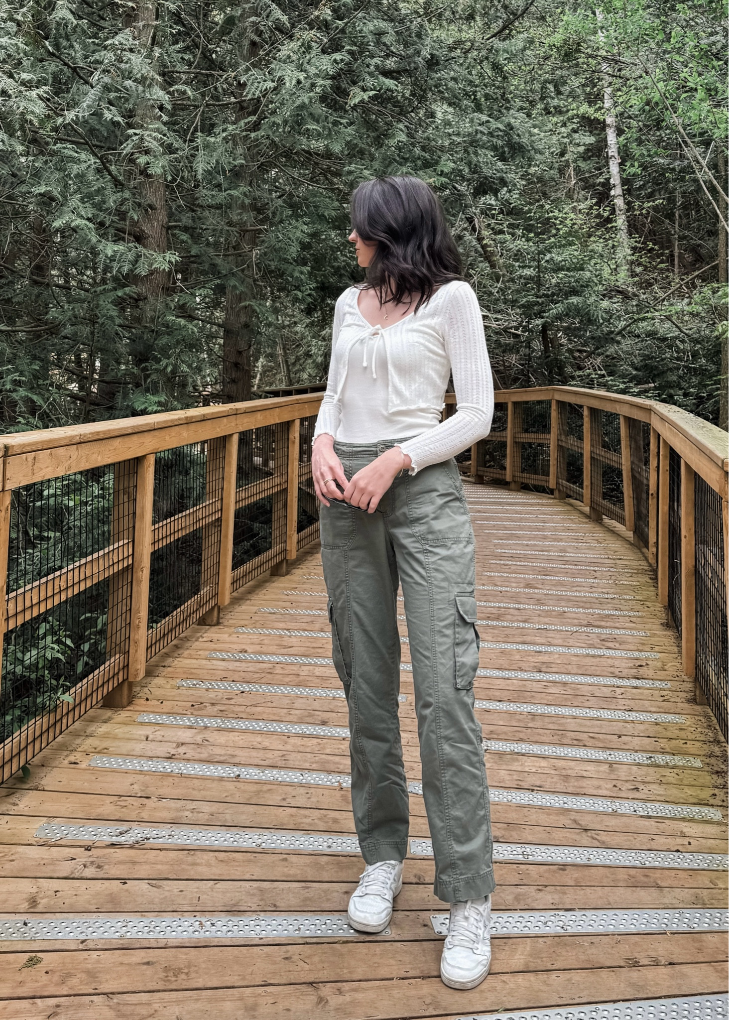 Outfit inspo🤍

Womens hiking park walk outfit ideas green cargo pants white sweater travel everyday neutral fits 

#LTKtravel #LTKcanada #LTKstyletip