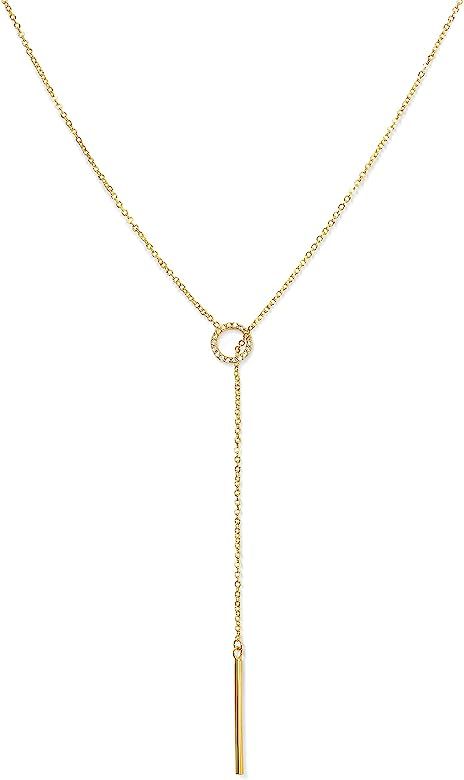 Lariat Necklace for Women, Gold Bar Necklace, Candace Cameron Designed Y Necklace for Women, Gold... | Amazon (US)