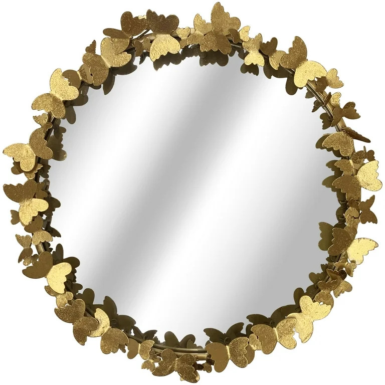 Justice 21" x 21" Round Gold Butterfly Wall Mirror | Walmart (US)