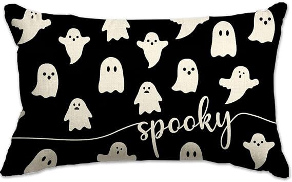 JXZYGMD Halloween Pillow Cover 12x20 Ghost Spooky Halloween Lumbar Pillow Covers Decorations Outd... | Amazon (US)