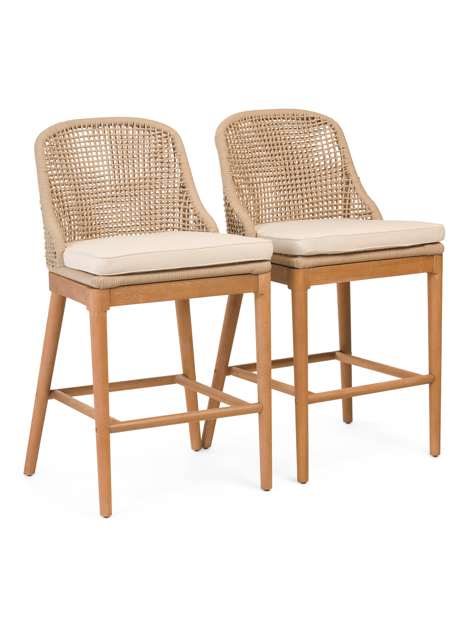 Set Of 2 Outdoor Rope Counter Stools With Cushion | TJ Maxx