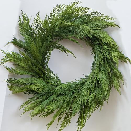 24" Cedar Pine Wreath Realistic Christmas Wreath for Front Door Walls Windows Porches Indoor Outdoor Christmas Xmas Decorations Home Decor | Amazon (US)