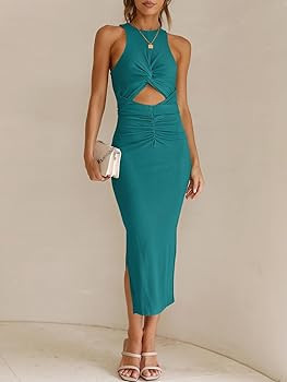 ANRABESS Womens Summer Formal Wedding Guest Dress Sexy Cutout Bodycon Slit Date Night Out Cocktai... | Amazon (US)