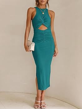 ANRABESS Womens Summer Formal Wedding Guest Dress Sexy Cutout Bodycon Slit Date Night Out Cocktai... | Amazon (US)