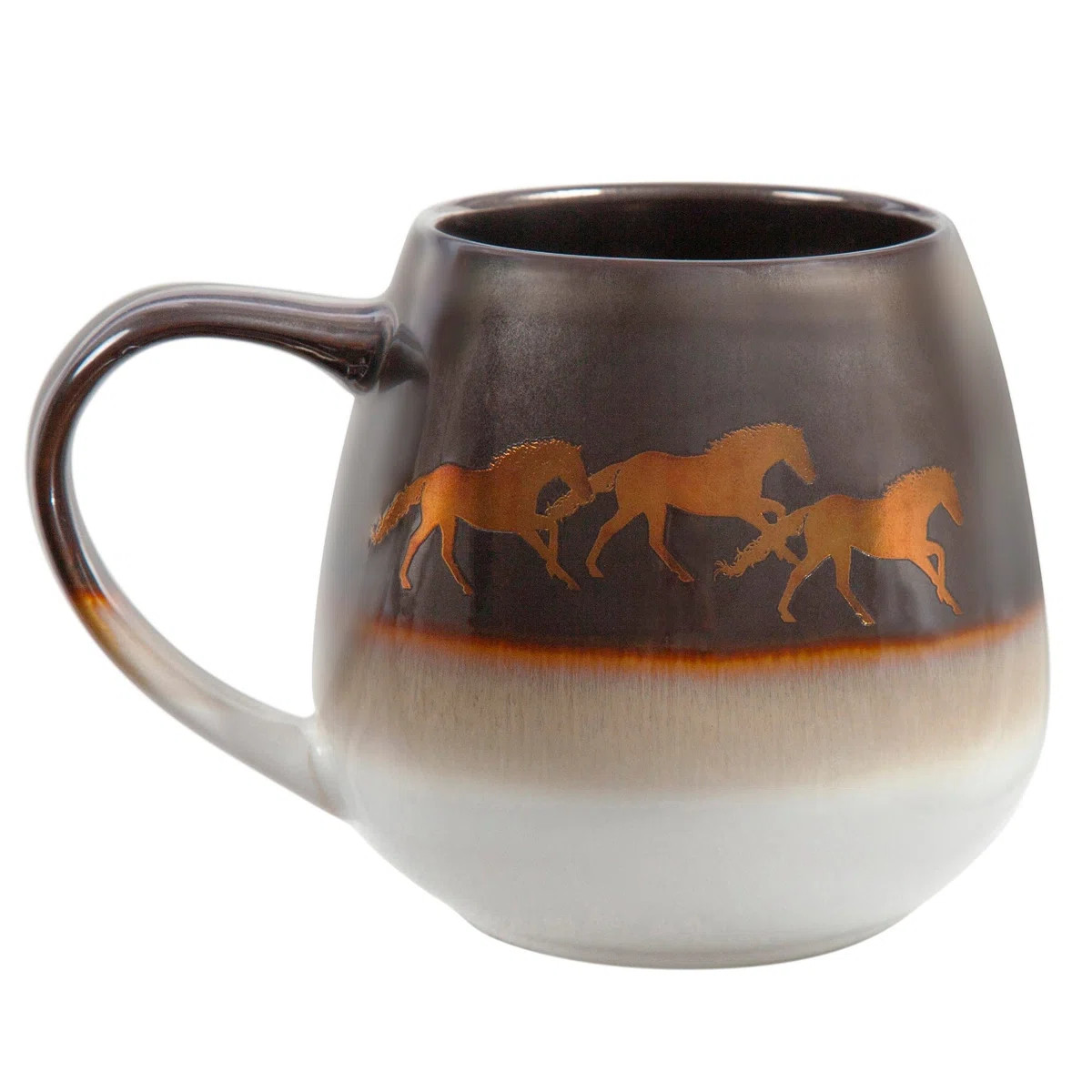Running Remuda White/Brown/Gold Ceramic Western Style 4 Piece Ceramic Mug Set | Wayfair North America