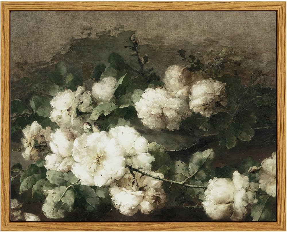 InSimSea Framed Canvas Wall Art Vintage Decor, Vintage Flower Pictures Decor Aesthetic, Samll Wal... | Amazon (US)