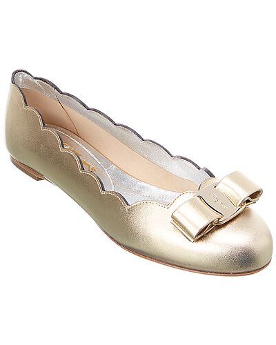 Salvatore Ferragamo Varina Metallic Leather Flat | Ruelala