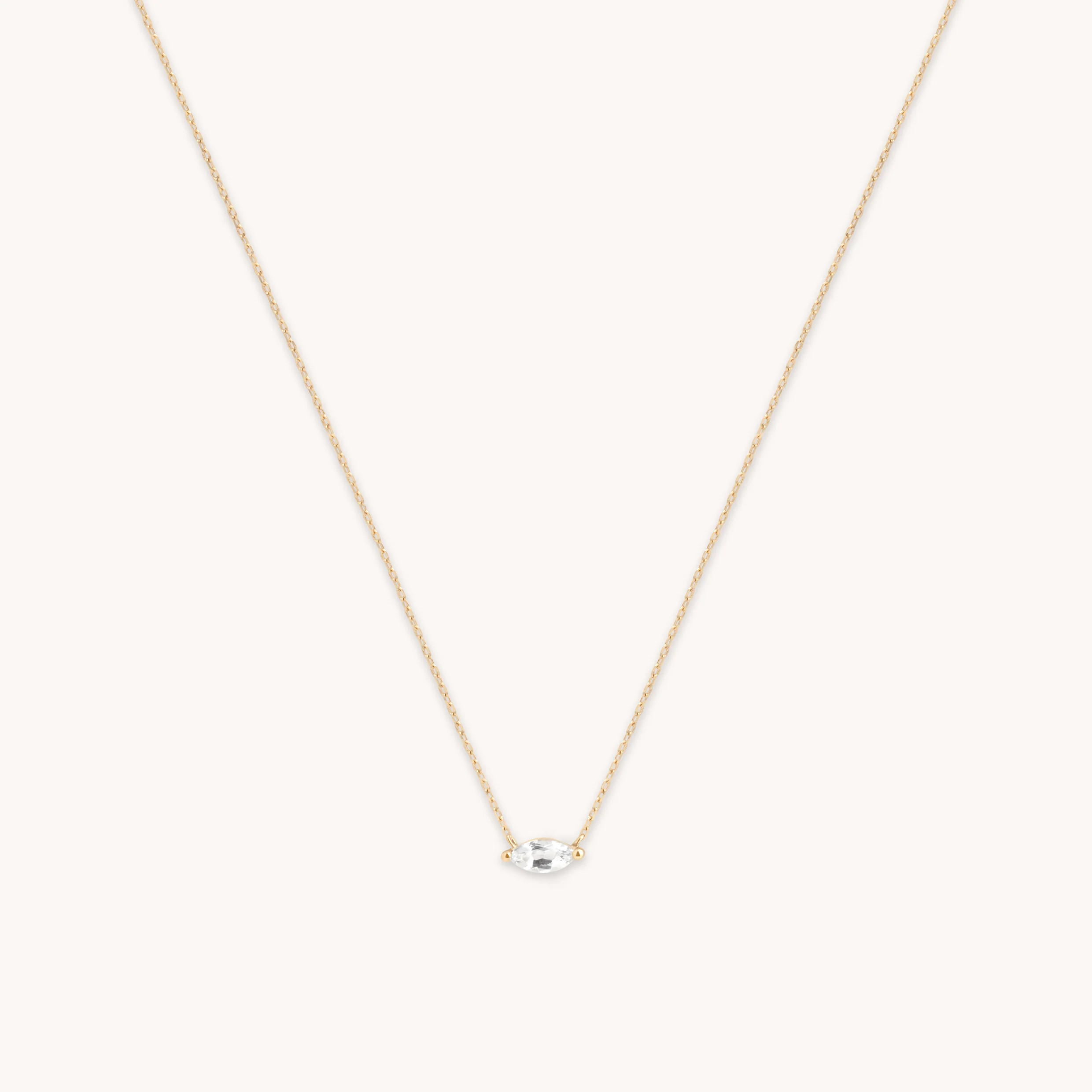 White Topaz Marquise Necklace in Solid Gold | Astrid & Miyu UK