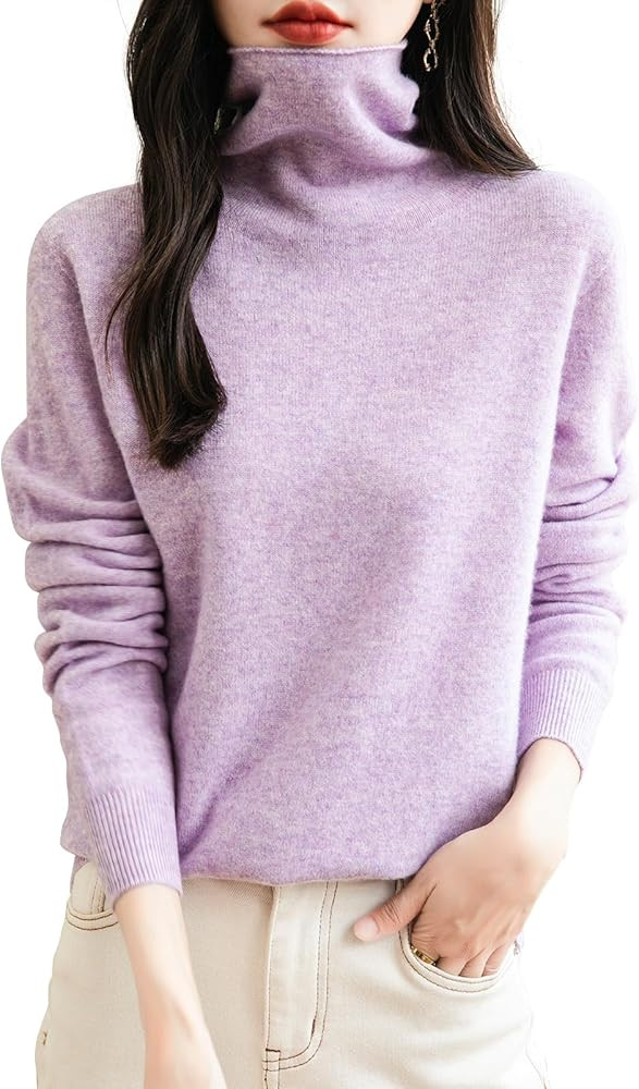 Chanyarn Women's 100% Merino Wool Seamless Sweater Turtleneck First-Line Ready to Wear Long Sleev... | Amazon (US)