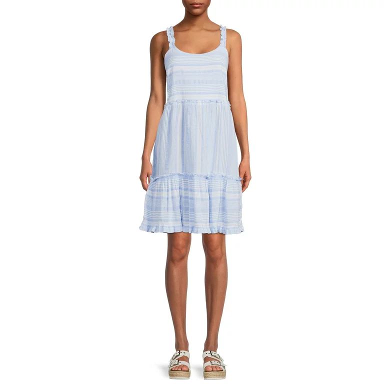 Time and Tru Women's Sleeveless Short Stripe Dress | Walmart (US)