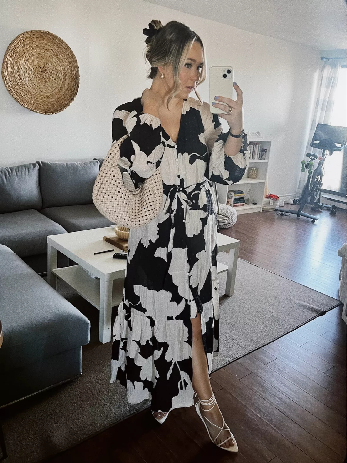 h&m floral maxi dress Multicolour Summer Vacation Size XXS and long raglan balloon sleeves with elasticized cuffs WhatLaurWore on LTK