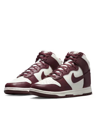 Nike Dunk Hi sneakers in burgundy and white | ASOS (Global)