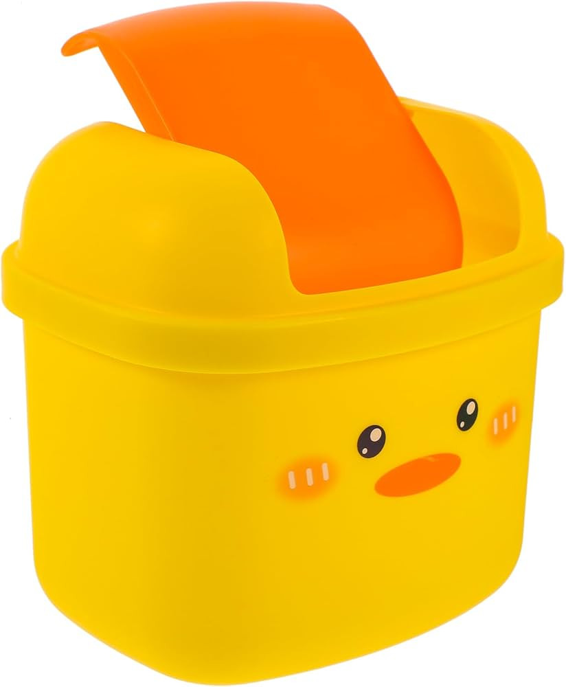 Amosfun Little Yellow Duck Trash Can Desktop Mini Cartoon Waste Bin Paper Waste Basket Small Tras... | Amazon (US)