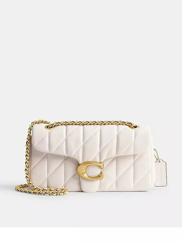 COACH Tabby 26 Quilted Shoulder Bag With Chain - White | Very (UK)