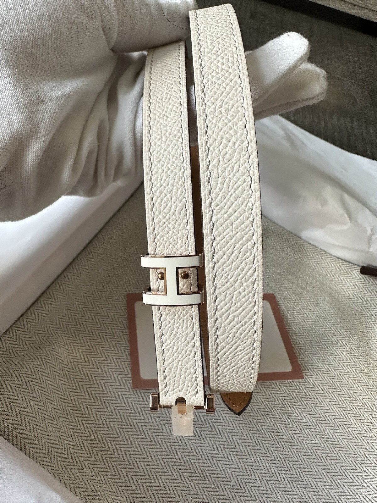 size 75 NEW HERMES Craie Epsom Rose GHW Pop H 15 belt w/ Receipt  | eBay | eBay US