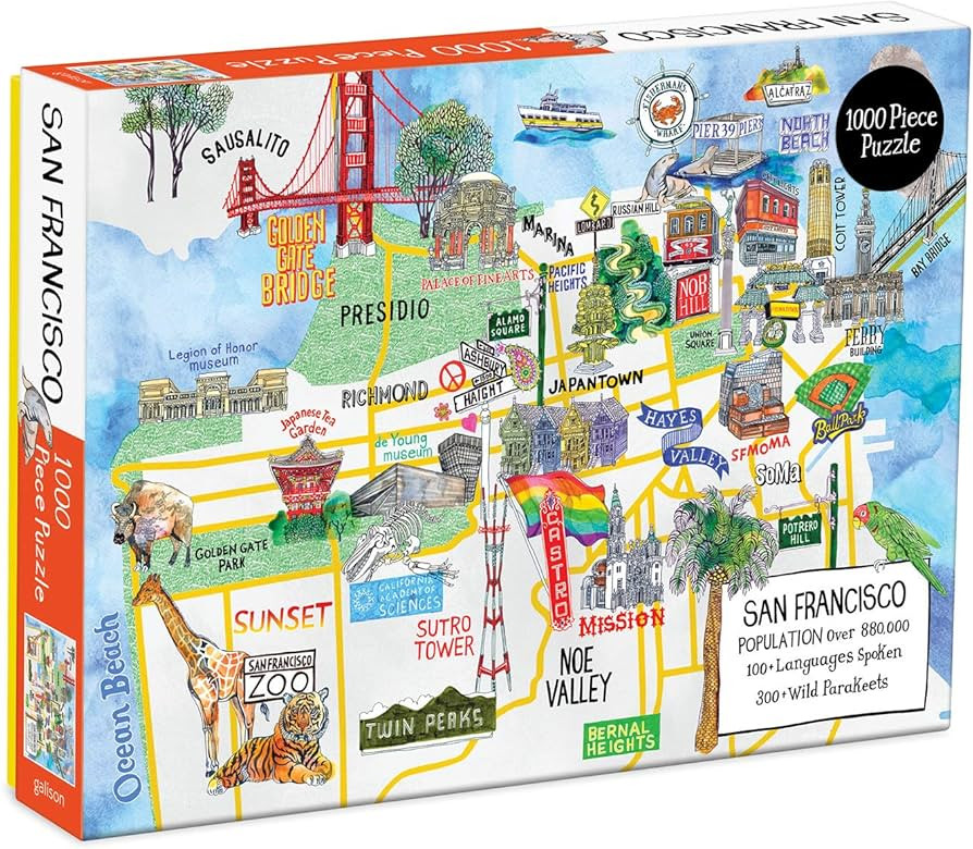 Galison San Francisco Puzzle, 1000 Pieces, 20” x 27” – Jigsaw Puzzle Featuring a Map of Fam... | Amazon (US)