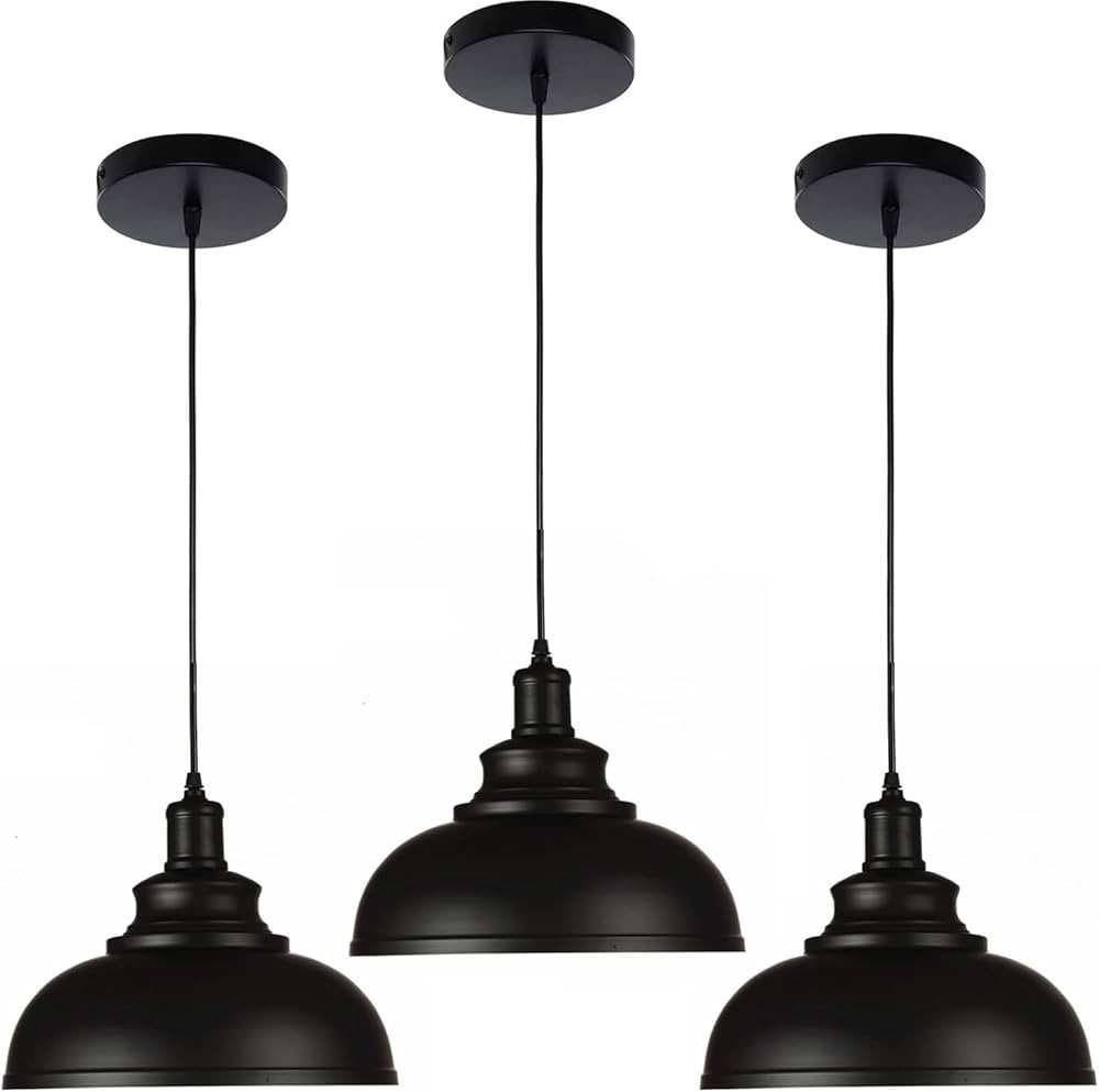 Black Dome Pendant Light Pendant Lights Fixtures Metal Hanging Ceiling Light Industrial Light Fix... | Amazon (US)