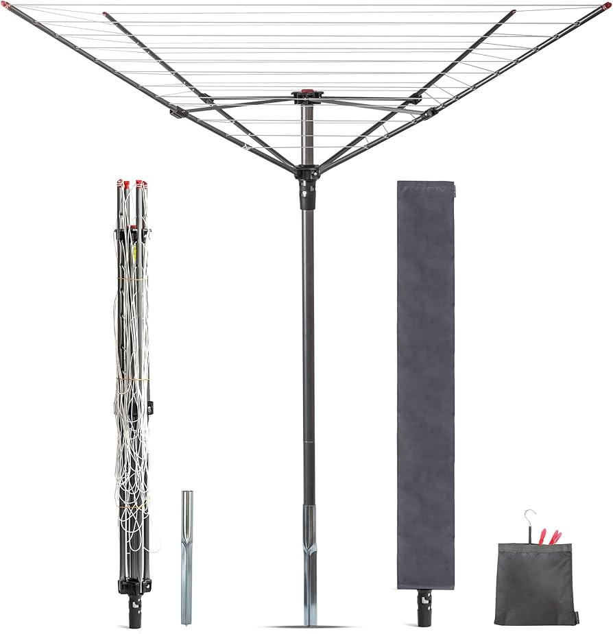 STORAGE MANIAC Outdoor Umbrella Drying Rack, 12 Lines with 164 Feet Drying Space, Steel Frame & A... | Amazon (US)