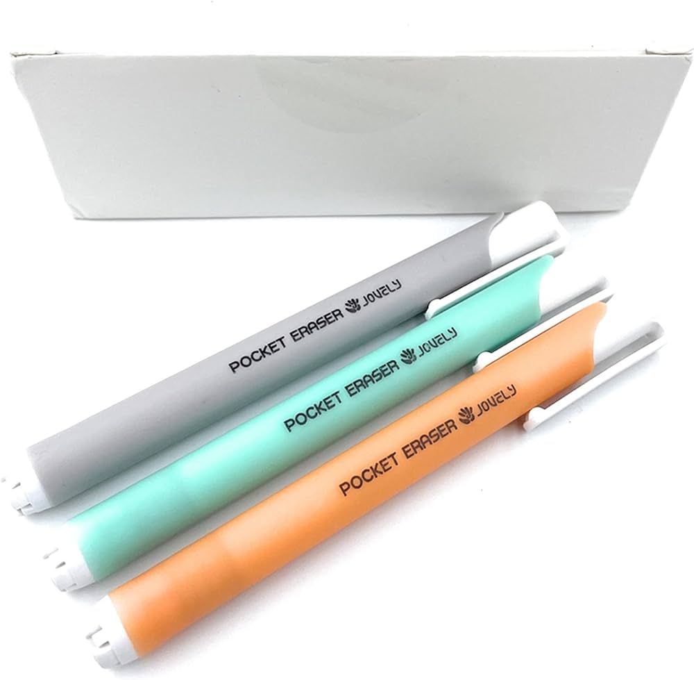 Jovely Retractable Click Pocket White Latex-Free Eraser for Pencil Writing, Portable Pen-Style Pe... | Amazon (US)