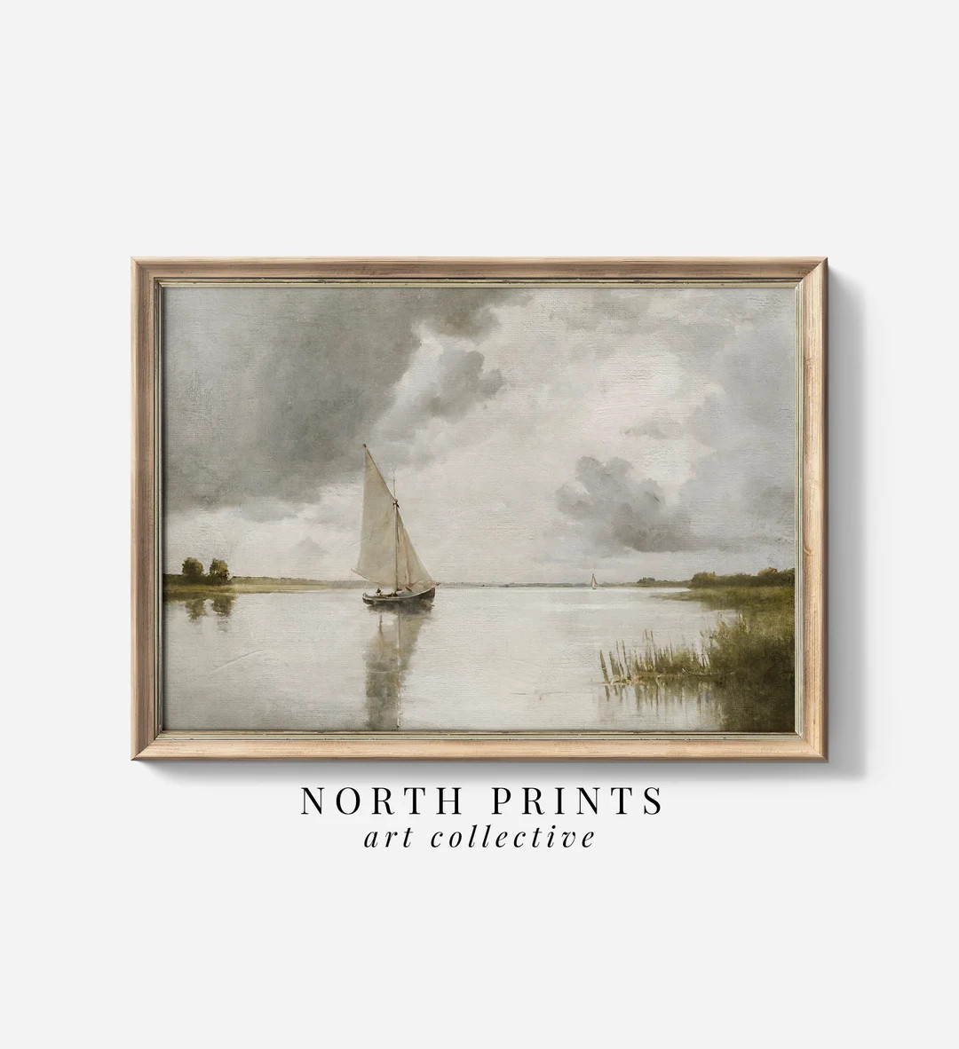 Lake Sailboat Painting Nautical Neutral PRINTABLE Bedroom - Etsy | Etsy (US)