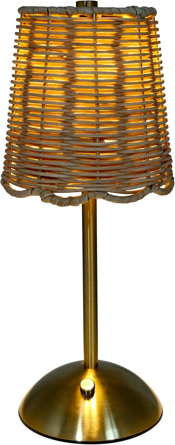Cordless Rattan Gold-Tone Indoor Table Lamp with Touch Dimmer LED Portable Lamp for Home Decor | Amazon (US)