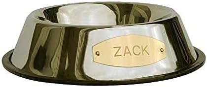 LuckyPet Stainless Steel Pet Bowl with Engraved Brass Plaque & Non-Skid Base, Size Small | Amazon (US)