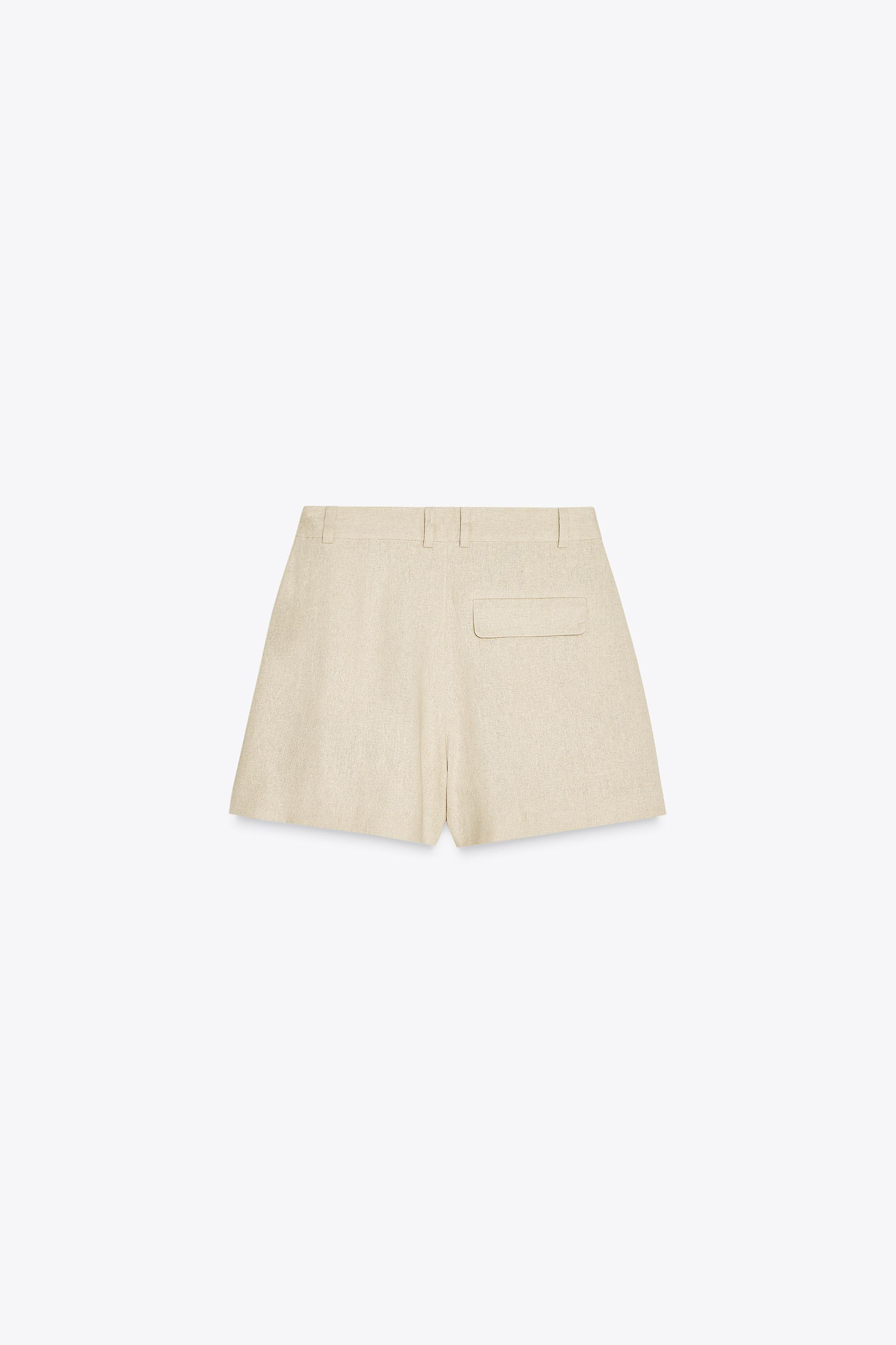 HIGH-WAISTED LINEN SHORTS | Zara US