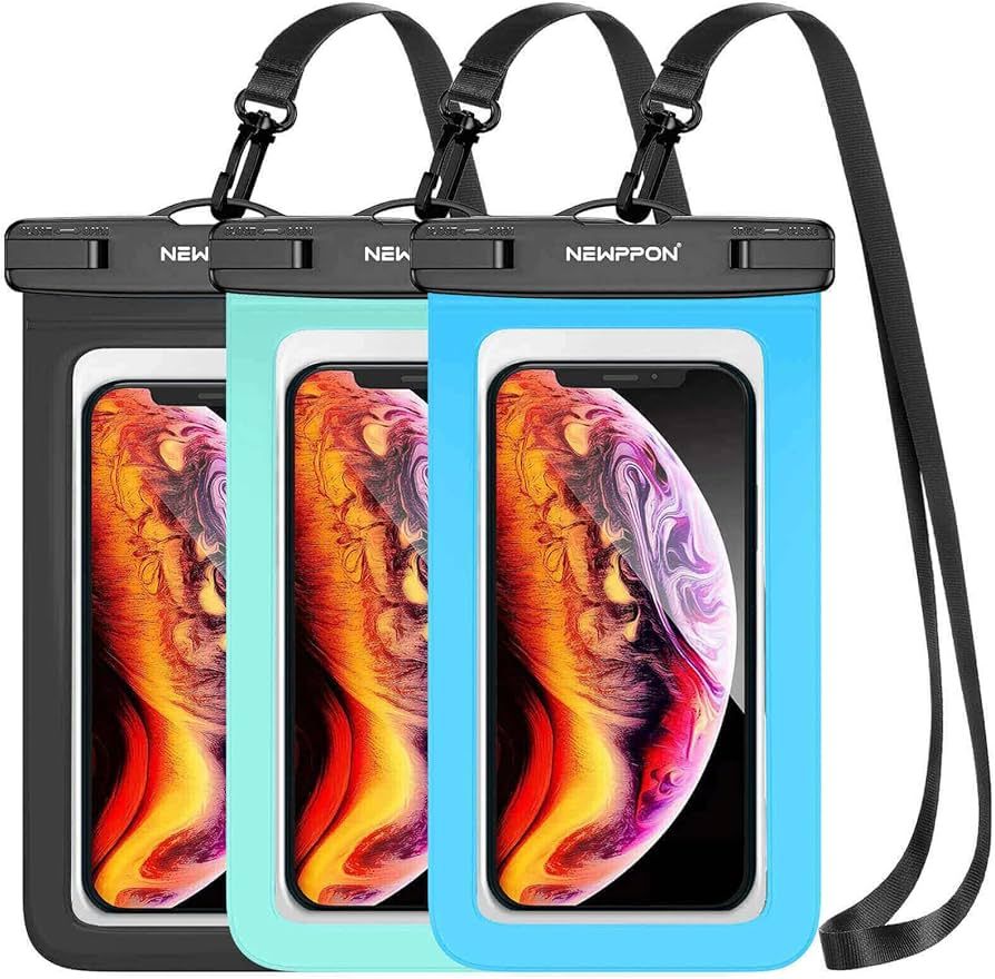 newppon Waterproof Cell Phone Pouch : 3 Pack Underwater Dry Bag Case Lanyard - Water Proof Clear ... | Amazon (US)