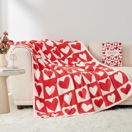 Snuggle Sac Valentines Throw Blanket Red Checker, Knitted Super Soft Cozy Blankets, Valentines Da... | Amazon (US)