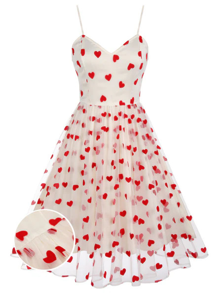 Heart 1950s Mesh Sling Dress | Retro Stage