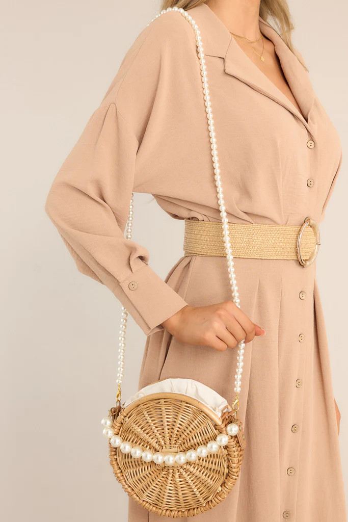 Triple Take Pearl Natural Handbag | Red Dress 